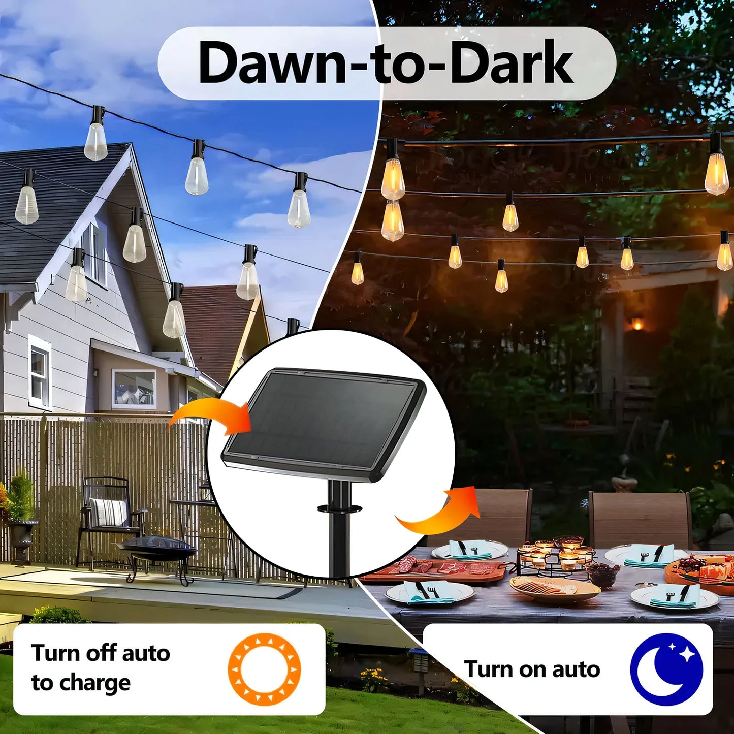 GUPUP Solar String Lights 24 LED Beads Outdoor Patio Decor