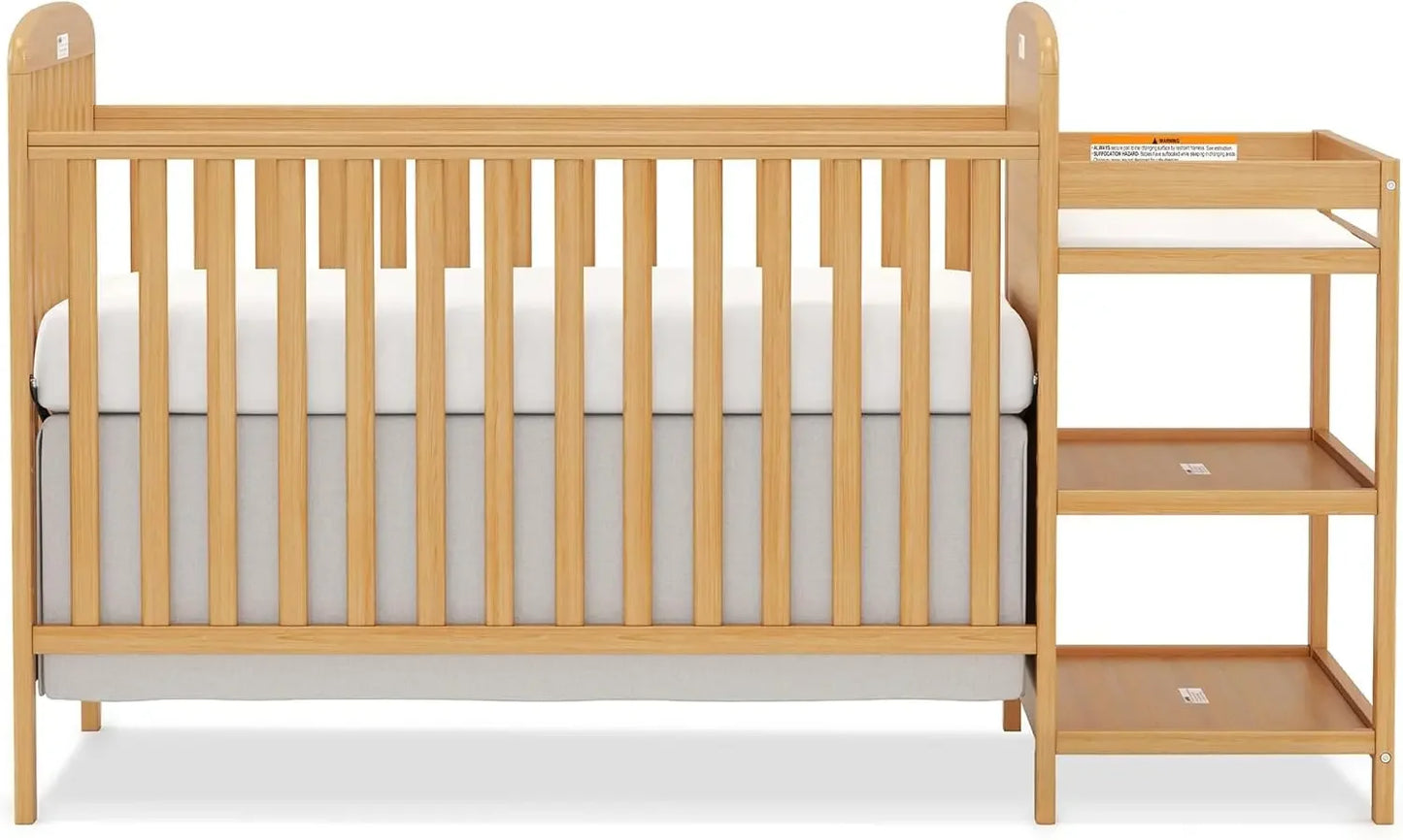 Wooden Baby Crib Convertible Changing Table Combo Nontoxic Finish