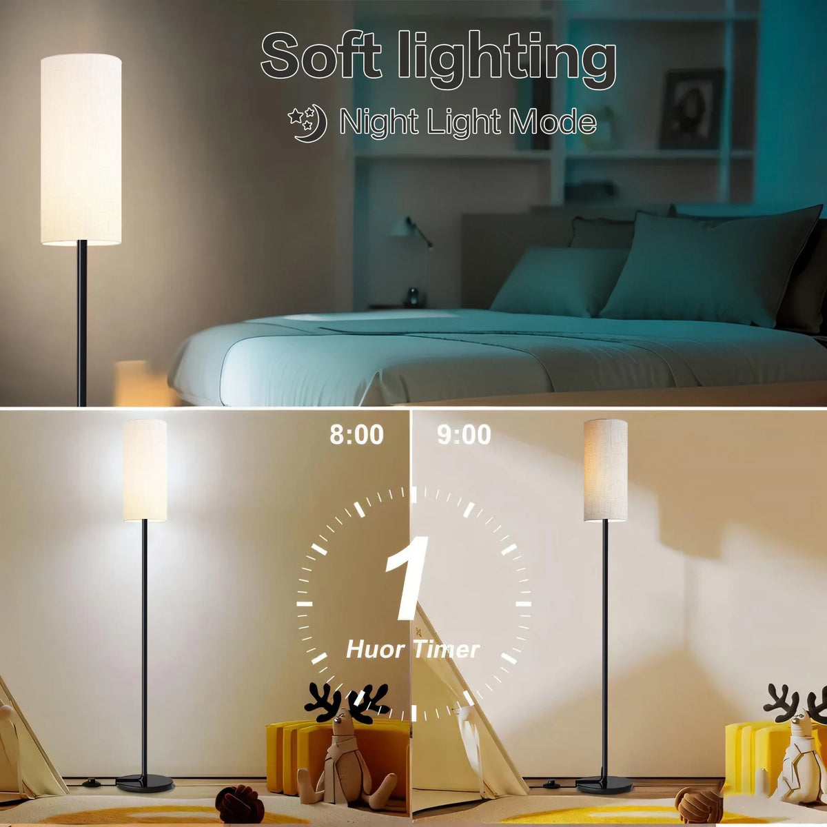 Gupup Dimmable Fabric Shade Floor Lamp With Remote Control