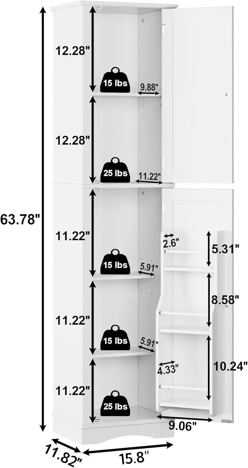Bathroom Storage Cabinet Freestanding Narrow Kitchen Pantry With Door