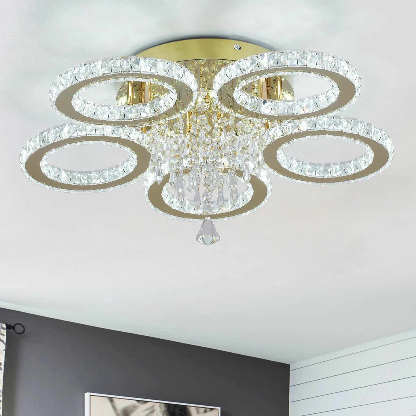 Vinilky Crystal Ceiling Chandelier Lamp For Living Room And Dining