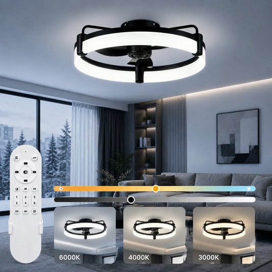 Aiopp Ultra Quiet Round LED Ceiling Fan Dimmable Light Remote