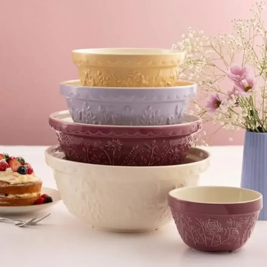 In The Meadow 4 Piece Mixing Bowl Set Stoneware Microwave Safe