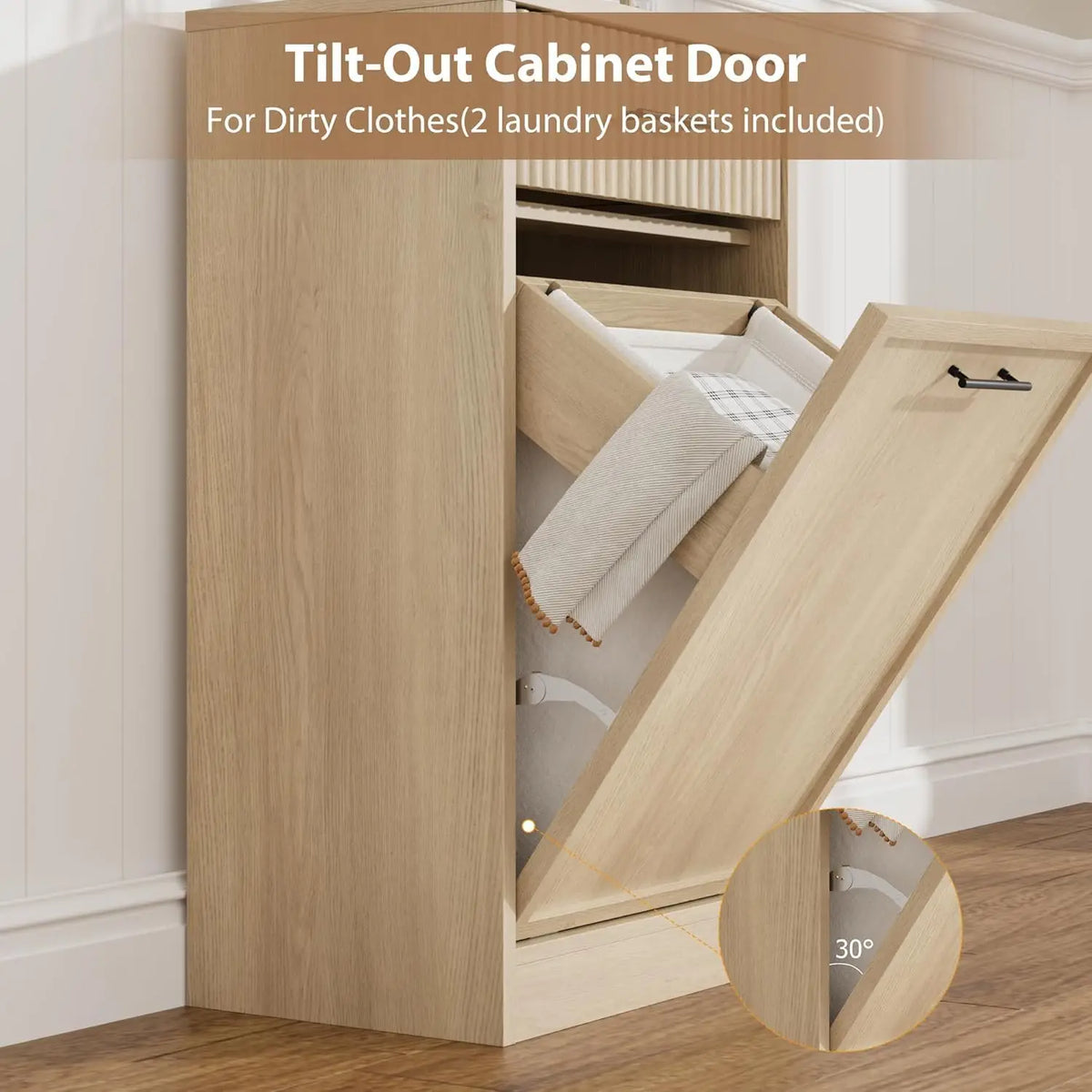 Studyset Double Tilt Out Laundry Hamper Cabinet With Storage Drawer