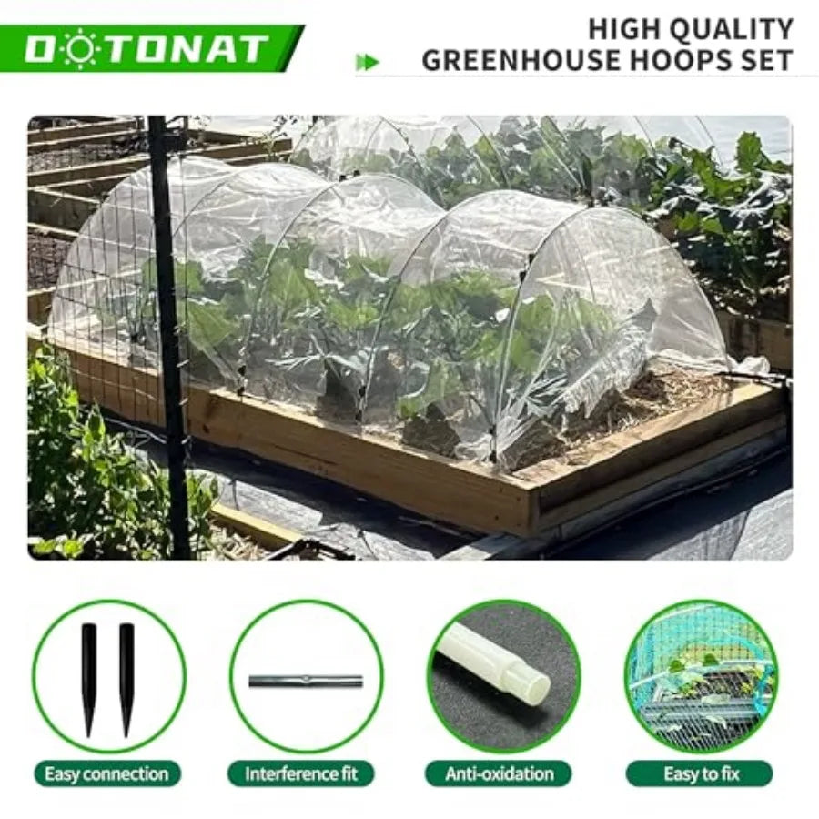 Garden Hoops for Raised Beds Fiberglass Frame With Bases