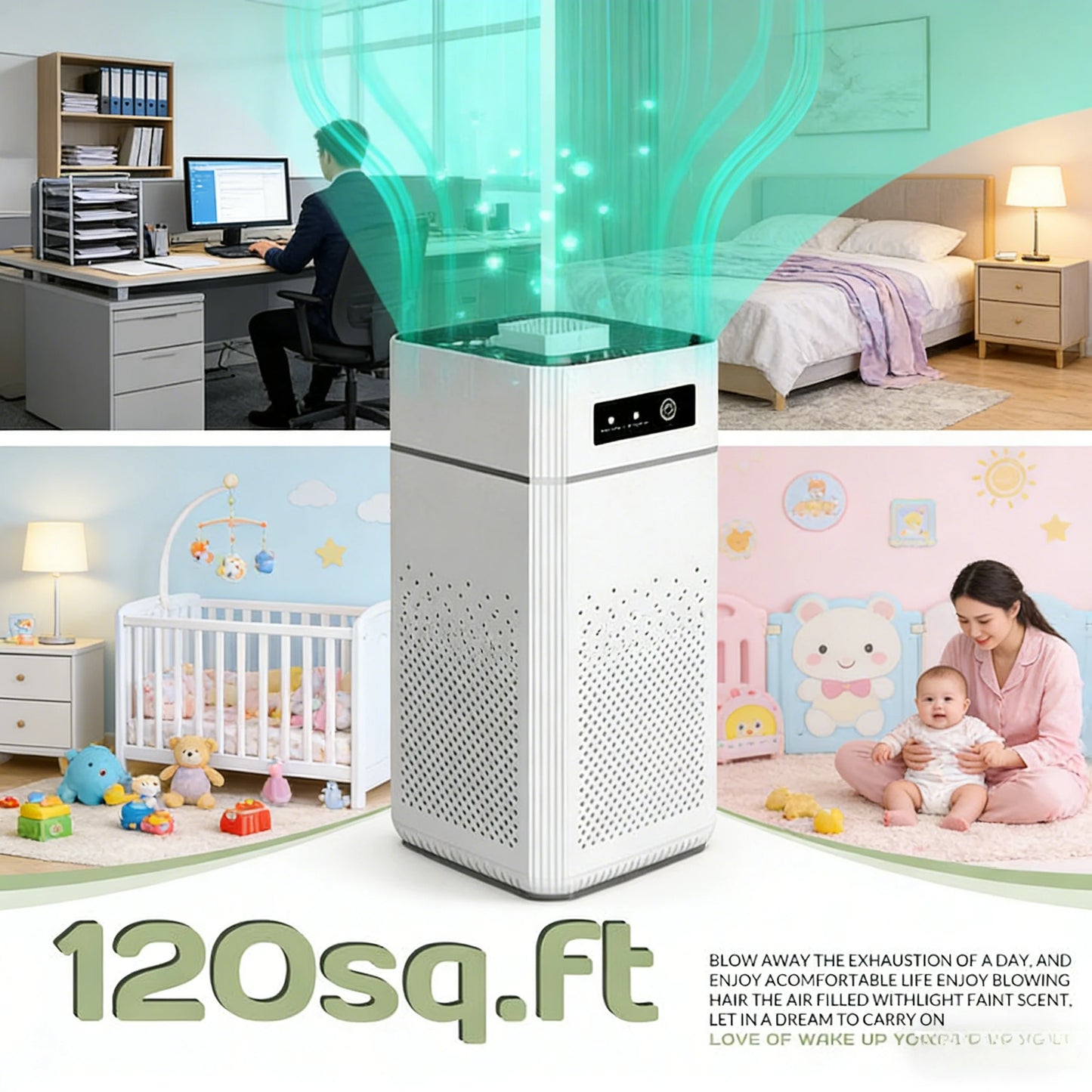 HEPA Air Purifier For Home Office USB Powered 360 Degree