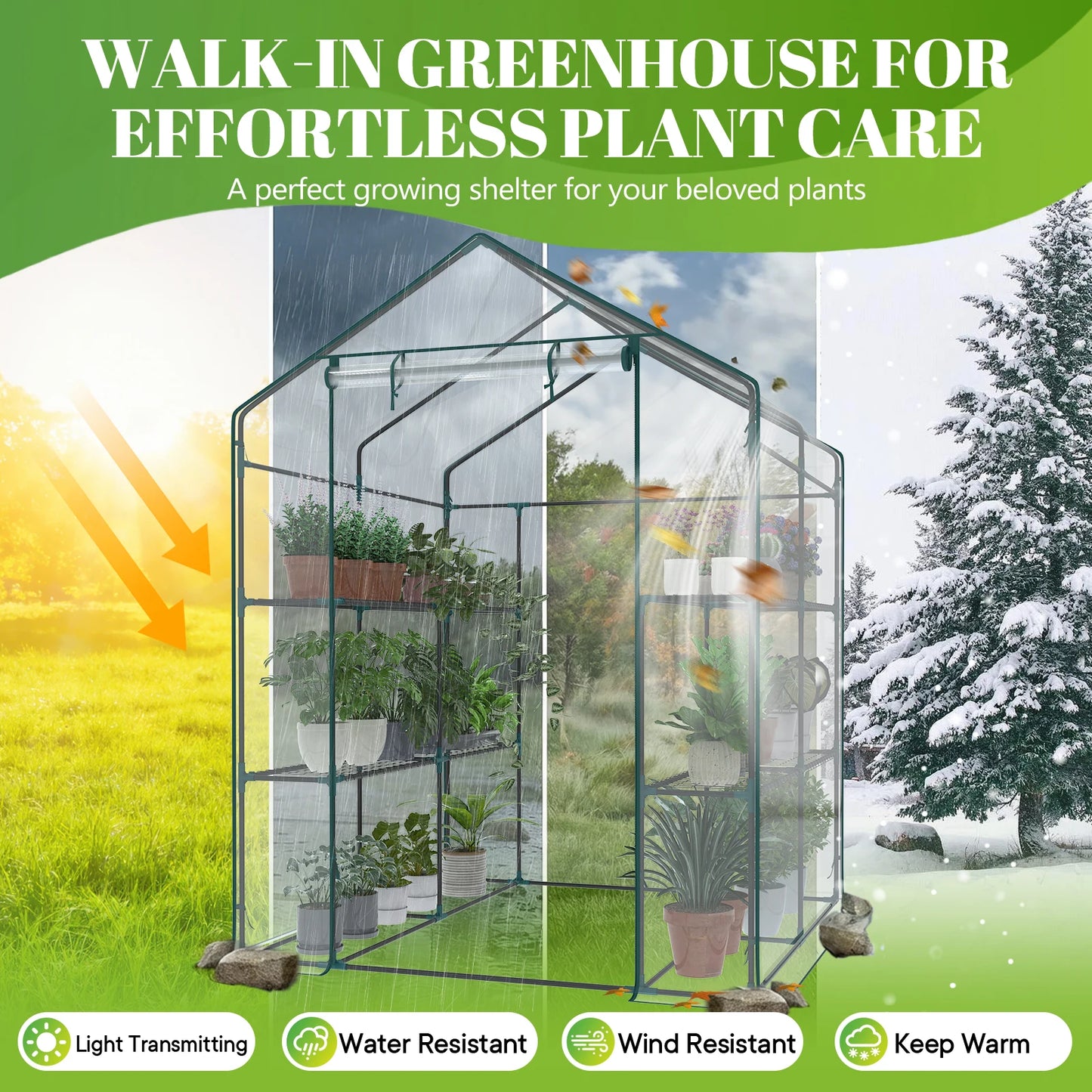 Walkin Greenhouse With Shelf Multi Tier Plant Rack Indoor Outdoor