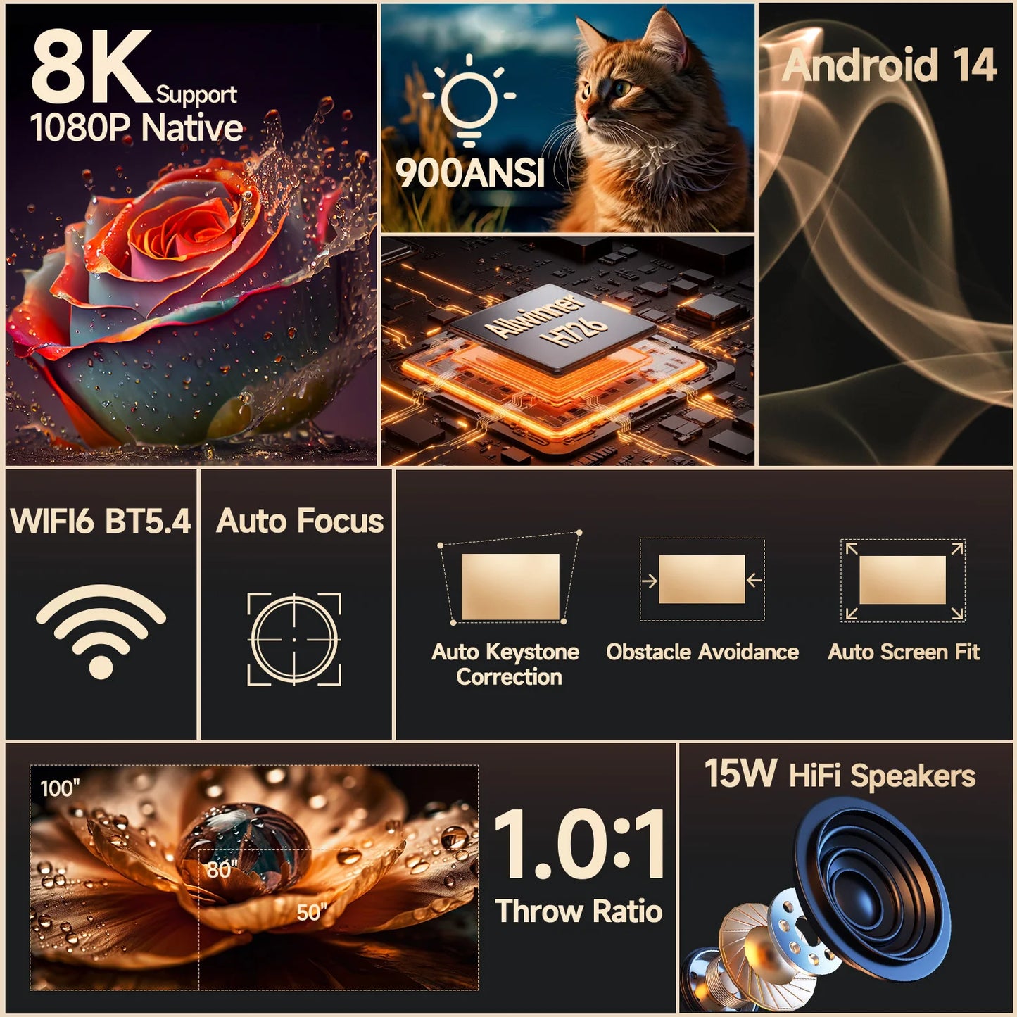 Magcubic Android 900 ANSI Projector Auto Focus 1080P