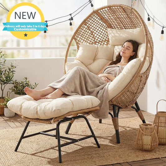 Egg Chair Indoor Outdoor Ottoman Large Lounge Seat Boho Nest