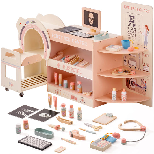 Robotime Wooden Doctor Center Playset Educational Medical Toy For Kids