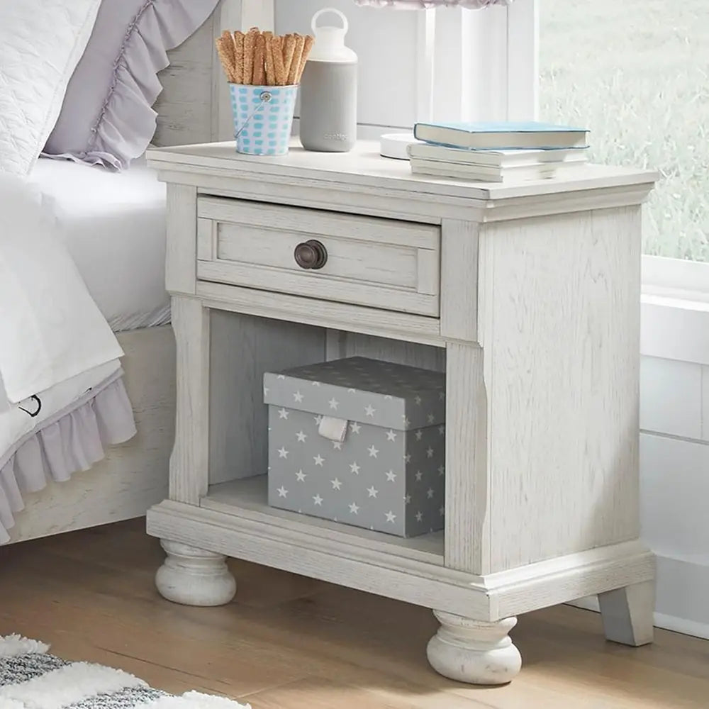 Compact Nightstand With Cubby Storage For Modern Bedroom