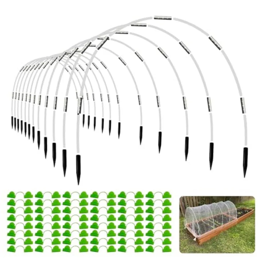 Garden Hoops for Raised Beds Fiberglass Frame With Bases