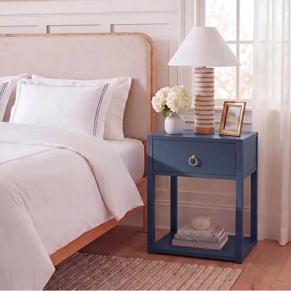 1-Der Nightstand Wood With Glam Gold Hardware For Bedroom