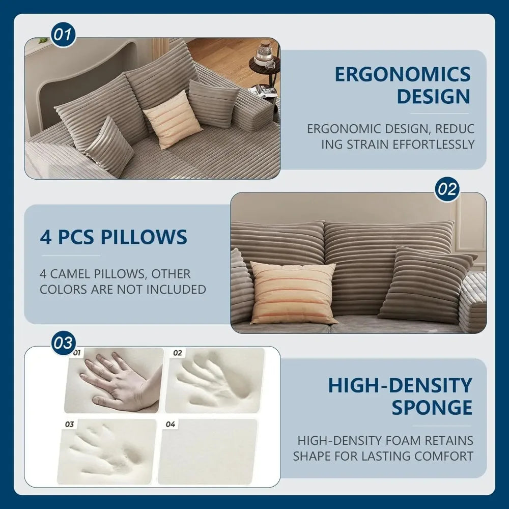 Guangbai Corduroy Double Chaise Lounge Chair Modern Sleeper