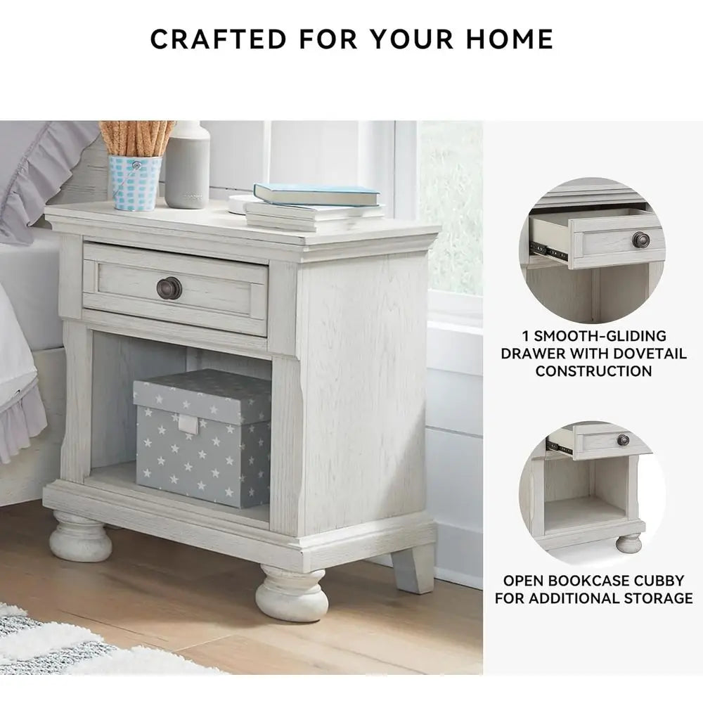 Compact Nightstand With Cubby Storage For Modern Bedroom