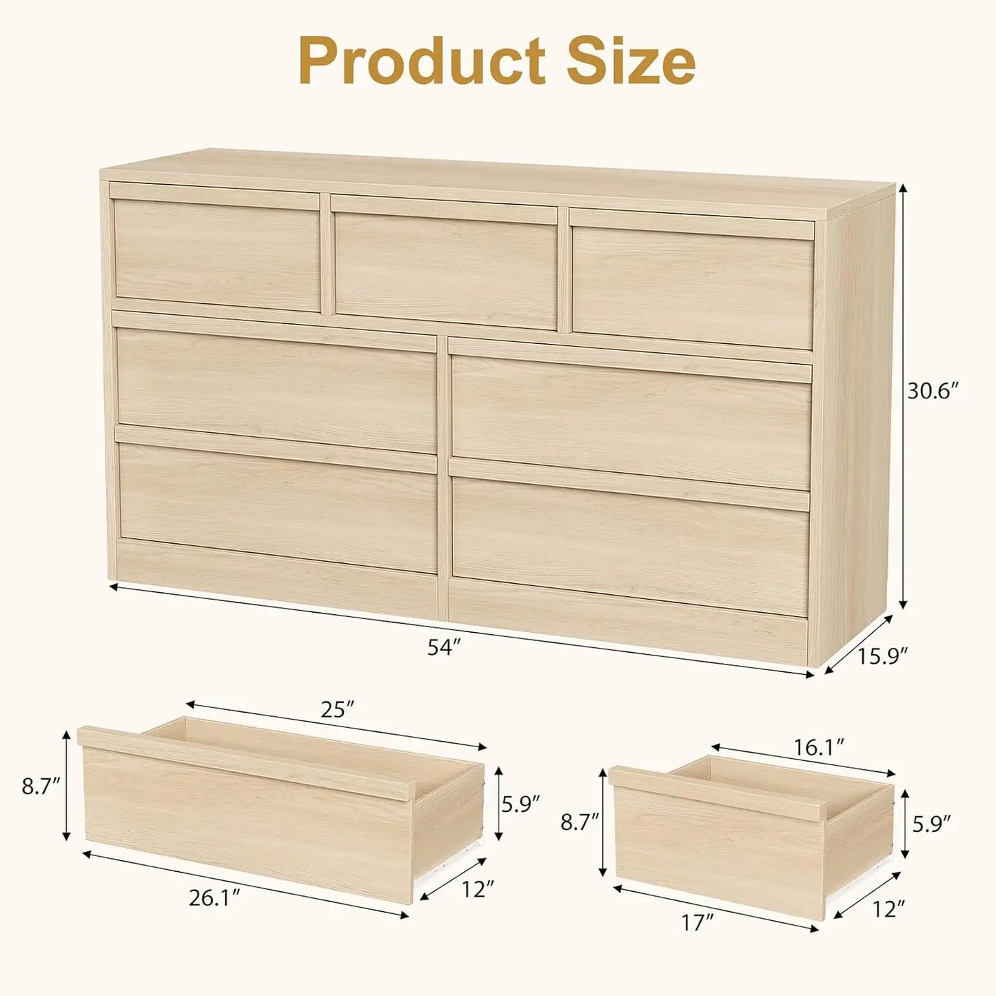 HobbyLane Seven Drawer Dresser with Ample Storage for Bedroom