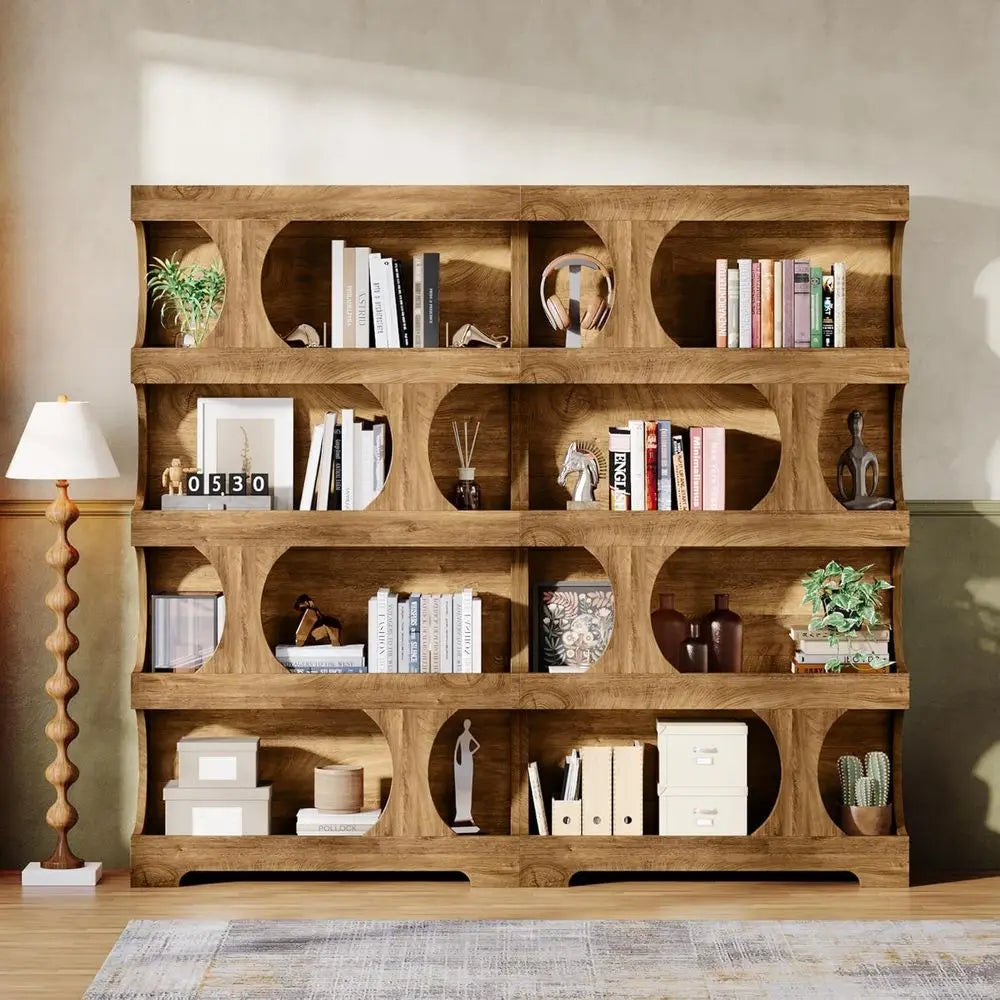 S Shape 4 Tier Wooden Bookcase Shelf for Home Office