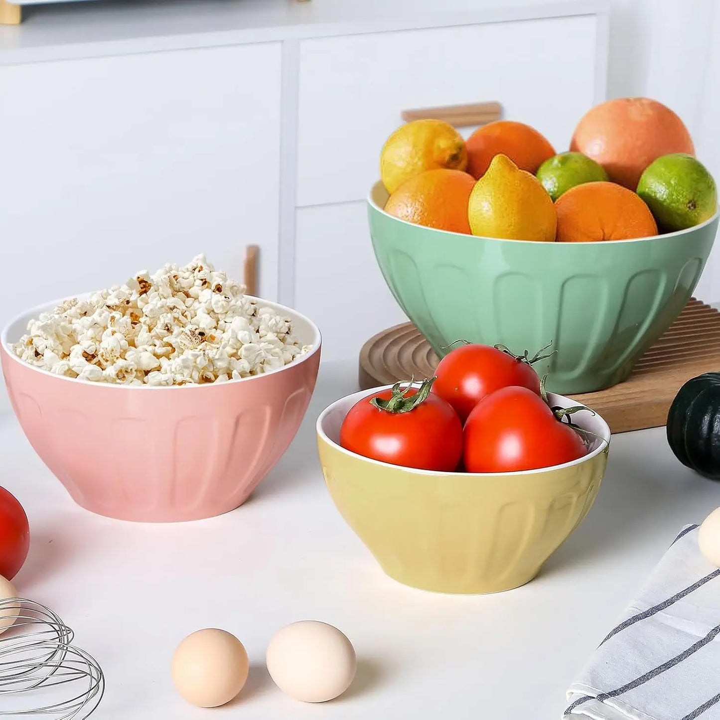 Ceramic Mixing Bowls Nesting Set For Serving And Baking Oven Microwave Safe