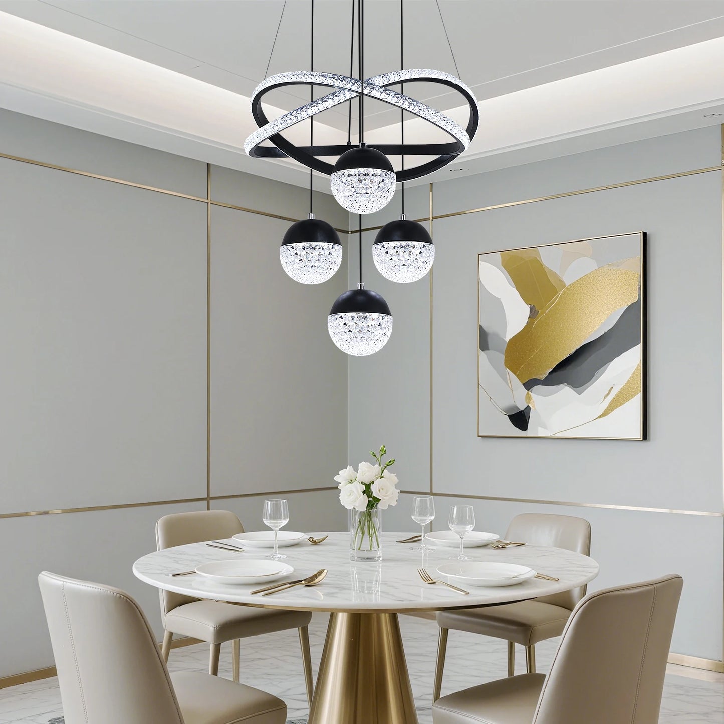 Vinilky Modern Led Indoor Pendant Light Chandelier Ceiling Mount Kit