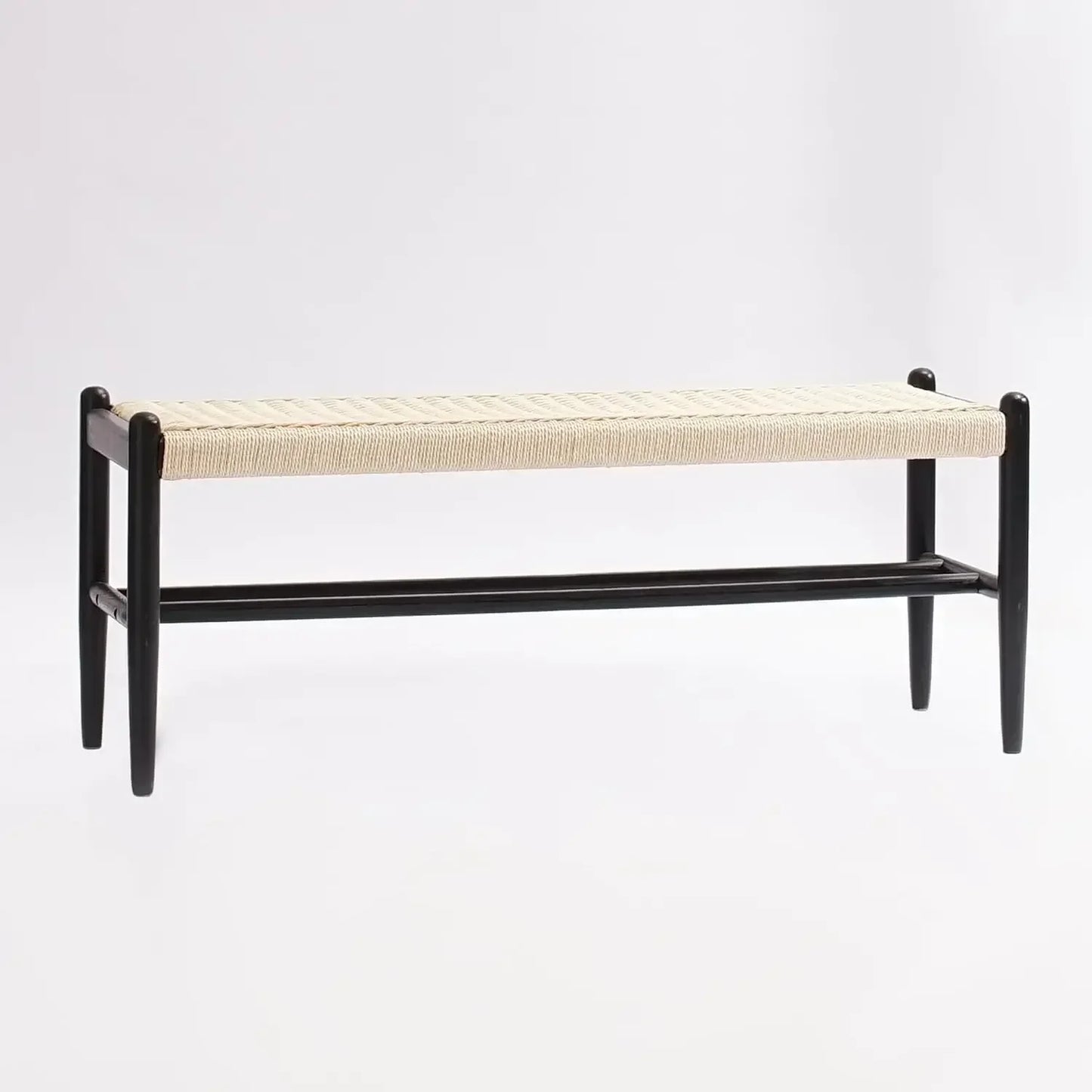 Solid Wood Bench Shoe Storage Rustic Oak Woven Design