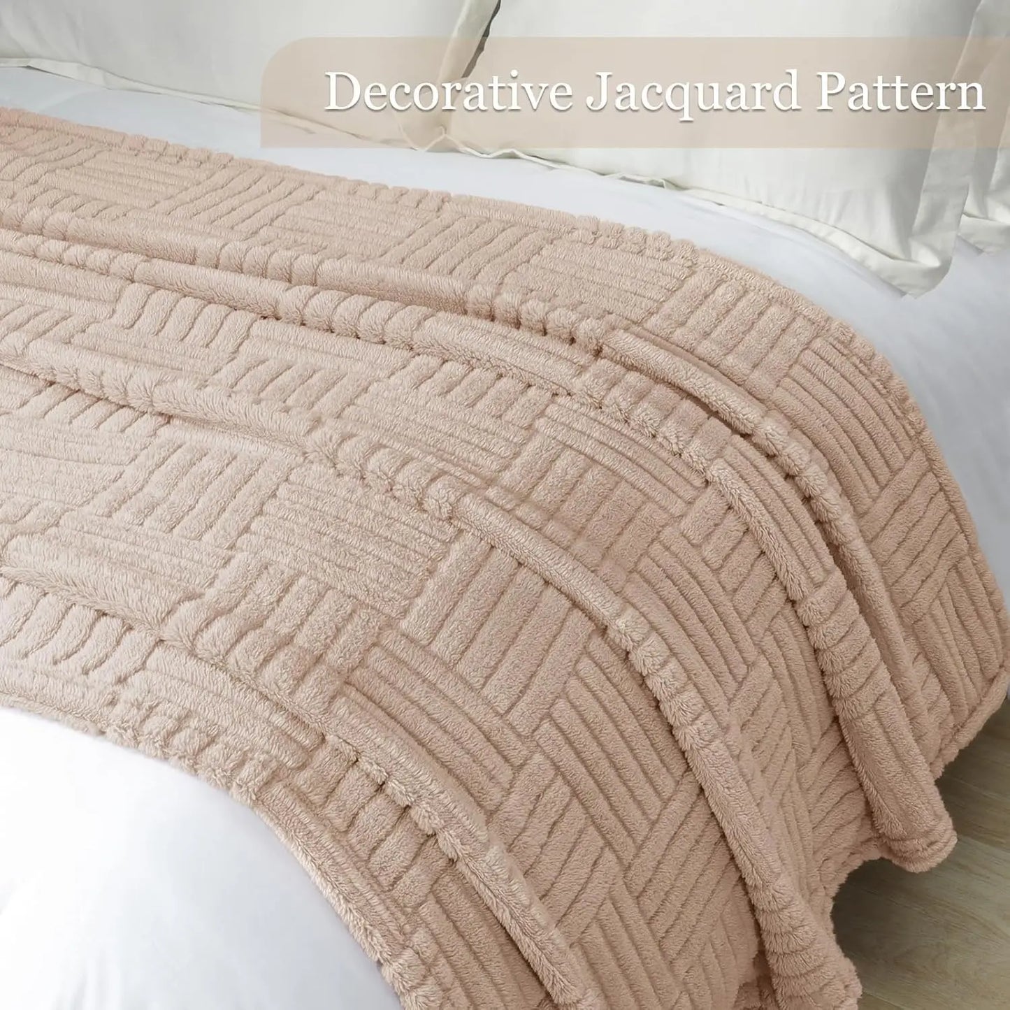 Lightweight Fleece Throw Blanket With Jacquard Pattern