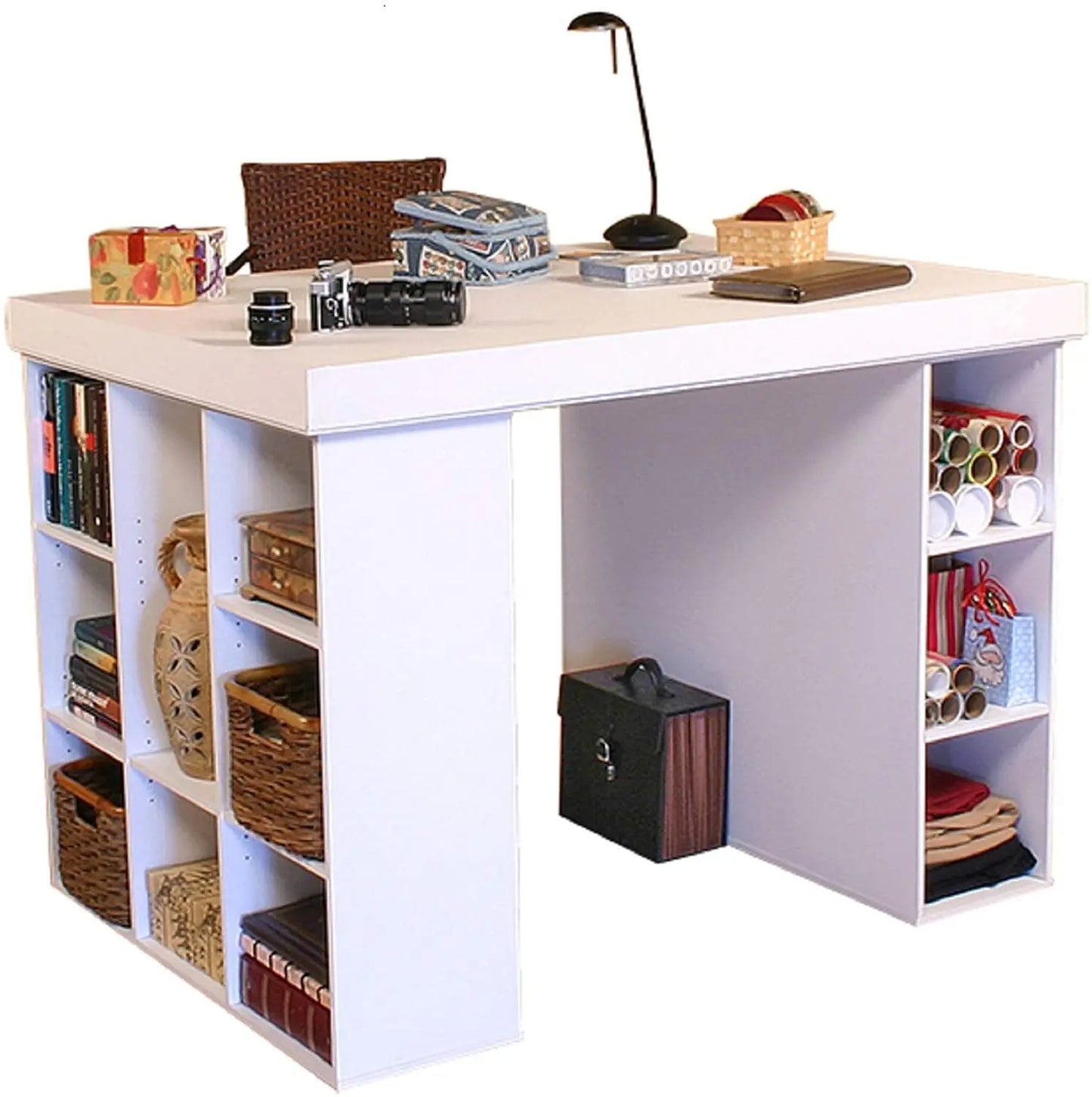 Project Center Desk With Bookcase And 3 Bin Cabinet