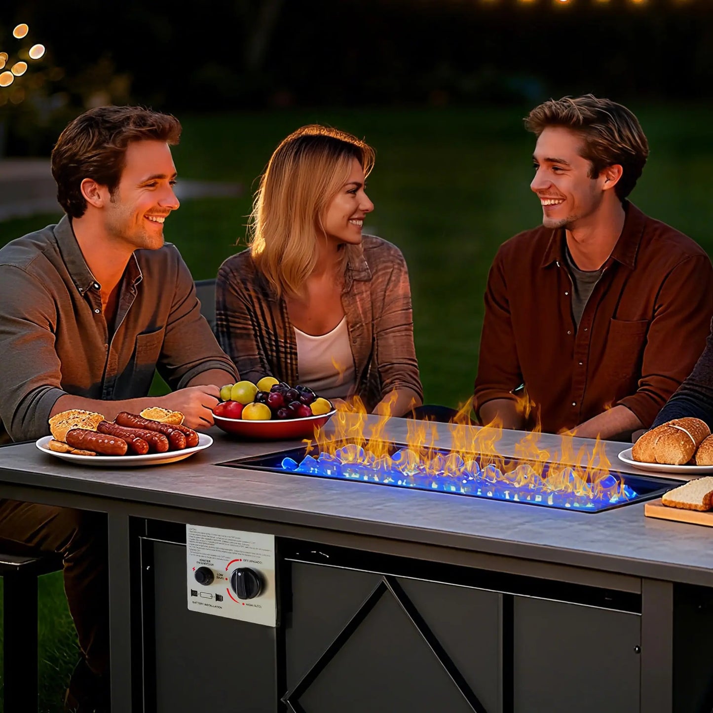 JHK Outdoor Propane Fire Pit Table 50000 BTU For Patio