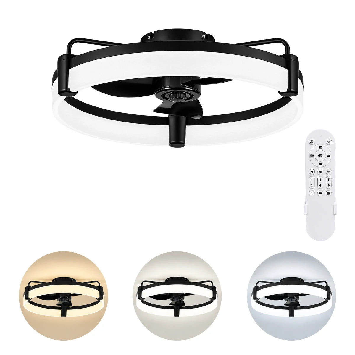 Aiopp Ultra Quiet Round LED Ceiling Fan Dimmable Light Remote