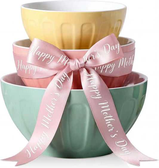 Ceramic Mixing Bowls Nesting Set For Serving And Baking Oven Microwave Safe