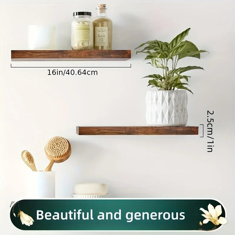 Wooden Wall Mounted Shelf For Living Room Bookshelf With Straight Line Design