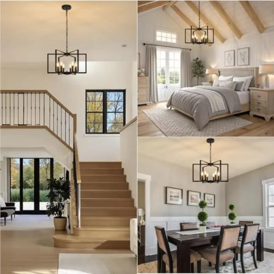 Farmhouse Chandelier Geometric Dining Room Light Fixture Modern Industrial