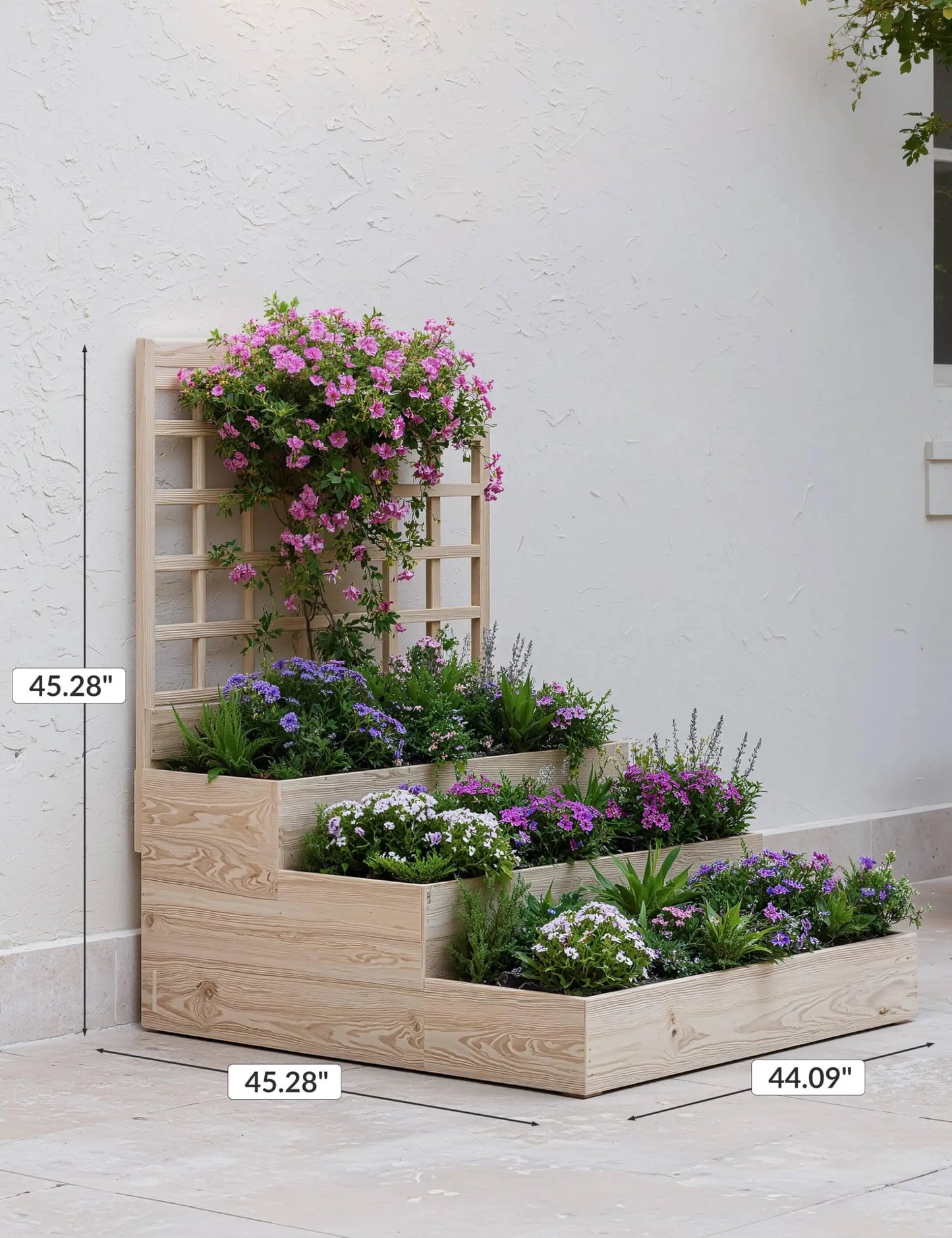 HiMISS 3-Tier Elevated Garden Bed With Trellis For Outdoors