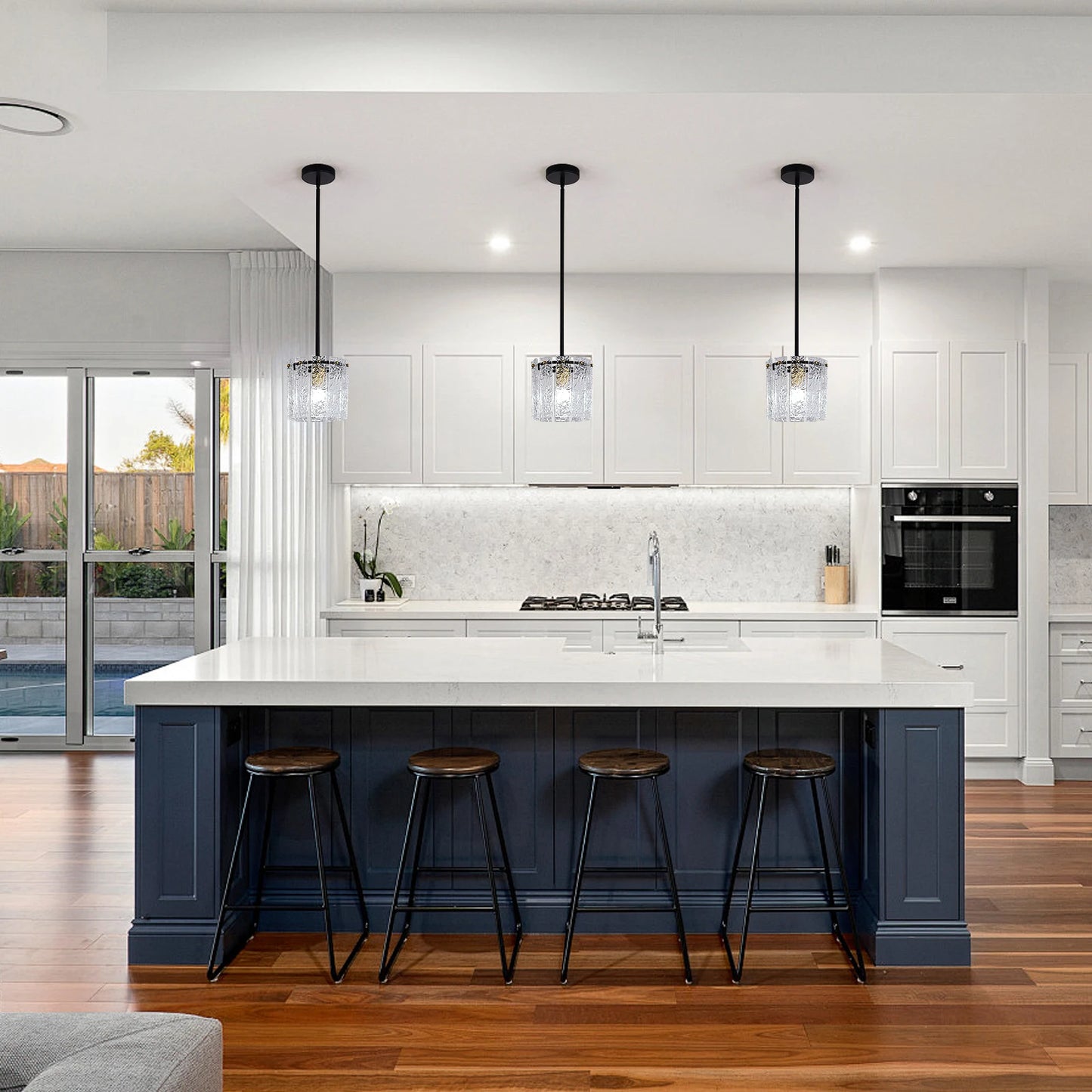 GreeLustr Crystal Glass Pendant Light Fixture Modern Living Room Bedroom