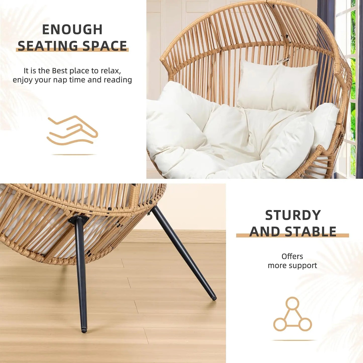 Wicker Egg Chair Rattan Lounge Chair Outdoor Indoor Use