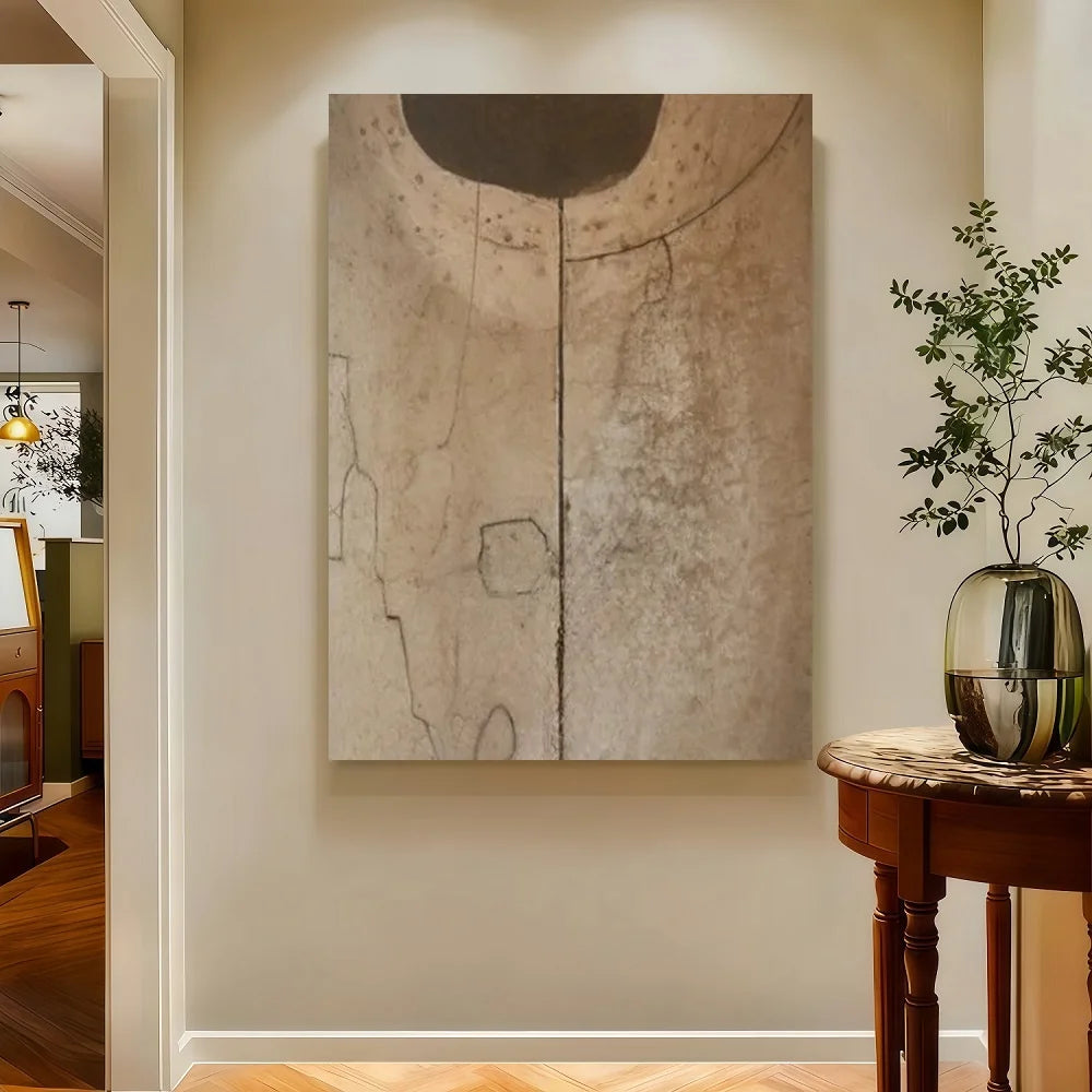 Framed Canvas Abstract Wall Art Japanese Wabi Sabi Minimalist Brushstrokes