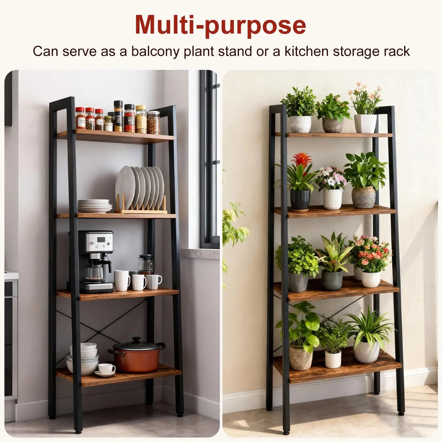 JHK 4 Tier Display Bookshelf Wooden Storage Shelf Unit
