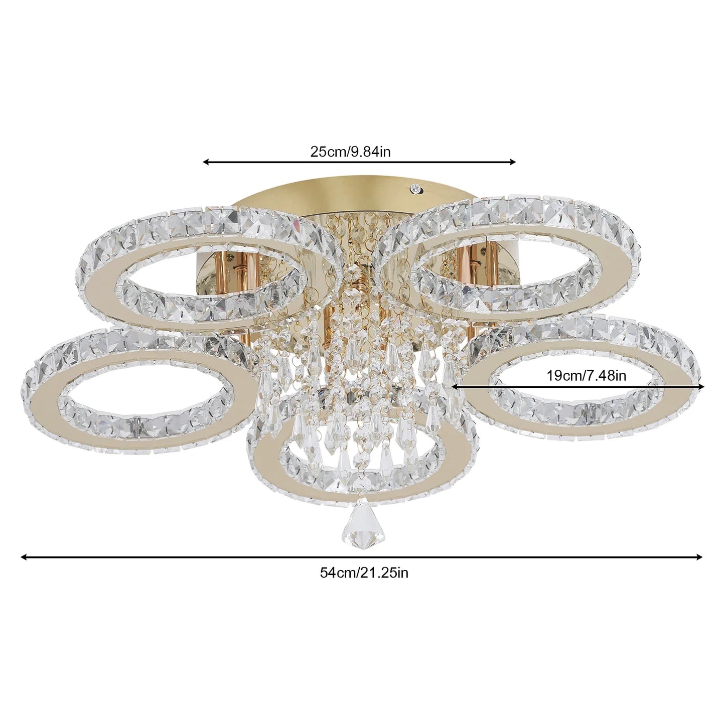 VETRULUS Crystal Led Ceiling Chandelier Gold Modern Living Room Pendant