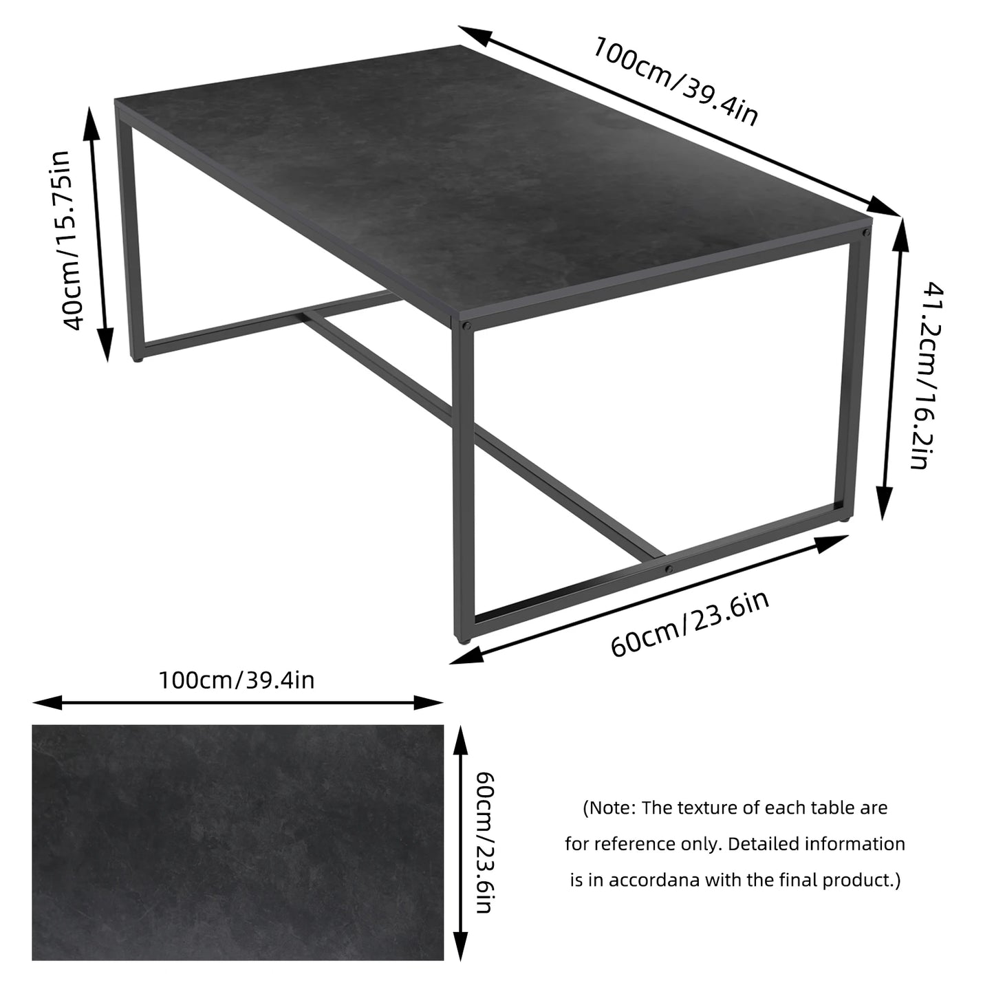 LUVODI Sintered Stone Top Rectangle Coffee Table For Living Room