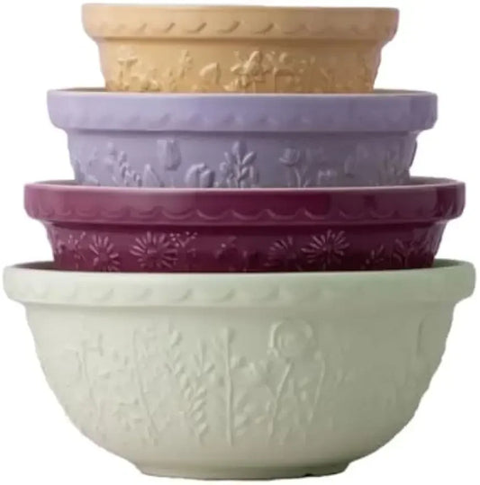 In The Meadow 4 Piece Mixing Bowl Set Stoneware Microwave Safe