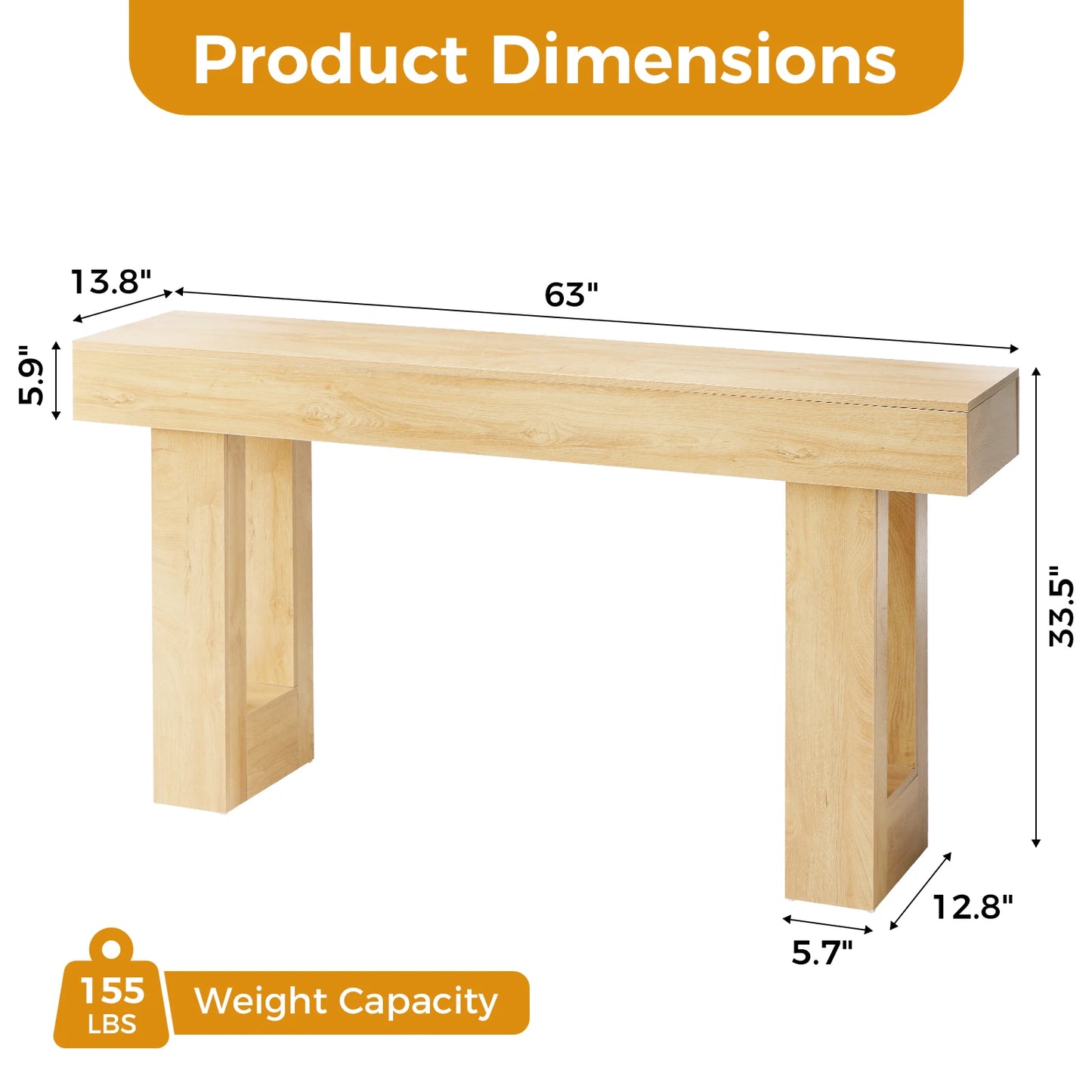 JHK Narrow Sofa Console Table Wood Entryway Space Saving