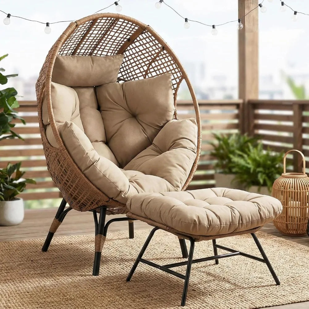 Egg Chair Indoor Outdoor Ottoman Large Lounge Seat Boho Nest