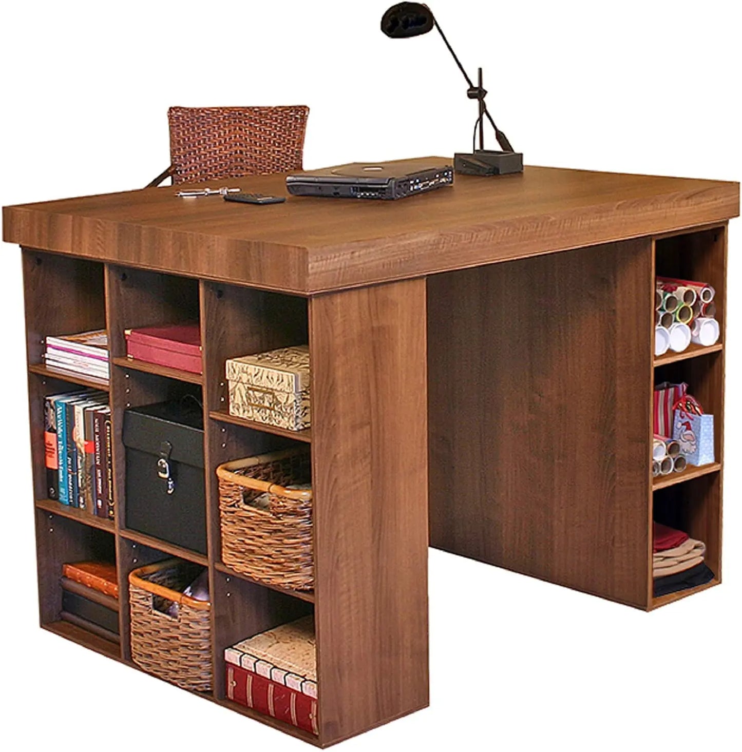 Project Center Desk With Bookcase And 3 Bin Cabinet