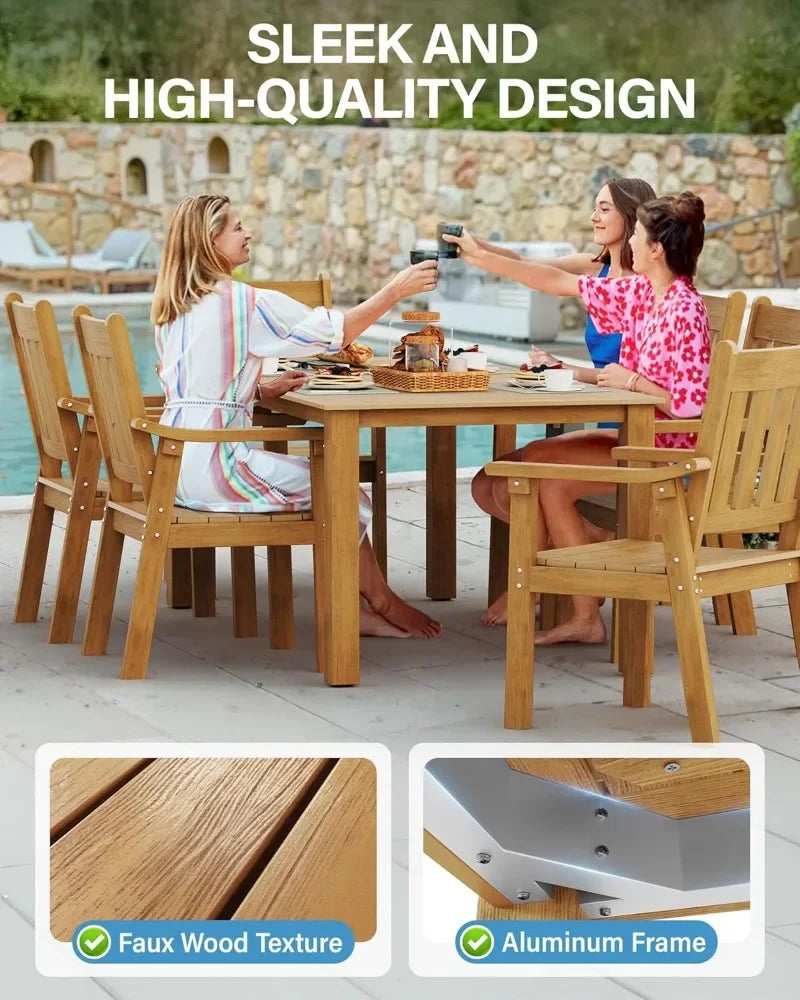 YEFU HIPS Patio Table Set 7 Piece Outdoor Dining Furniture
