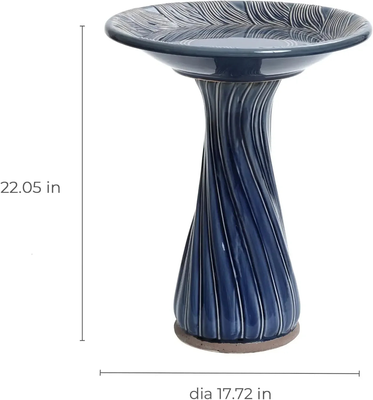 Ceramic Bird Bath With Leaves And Swirl Pattern Pedestal