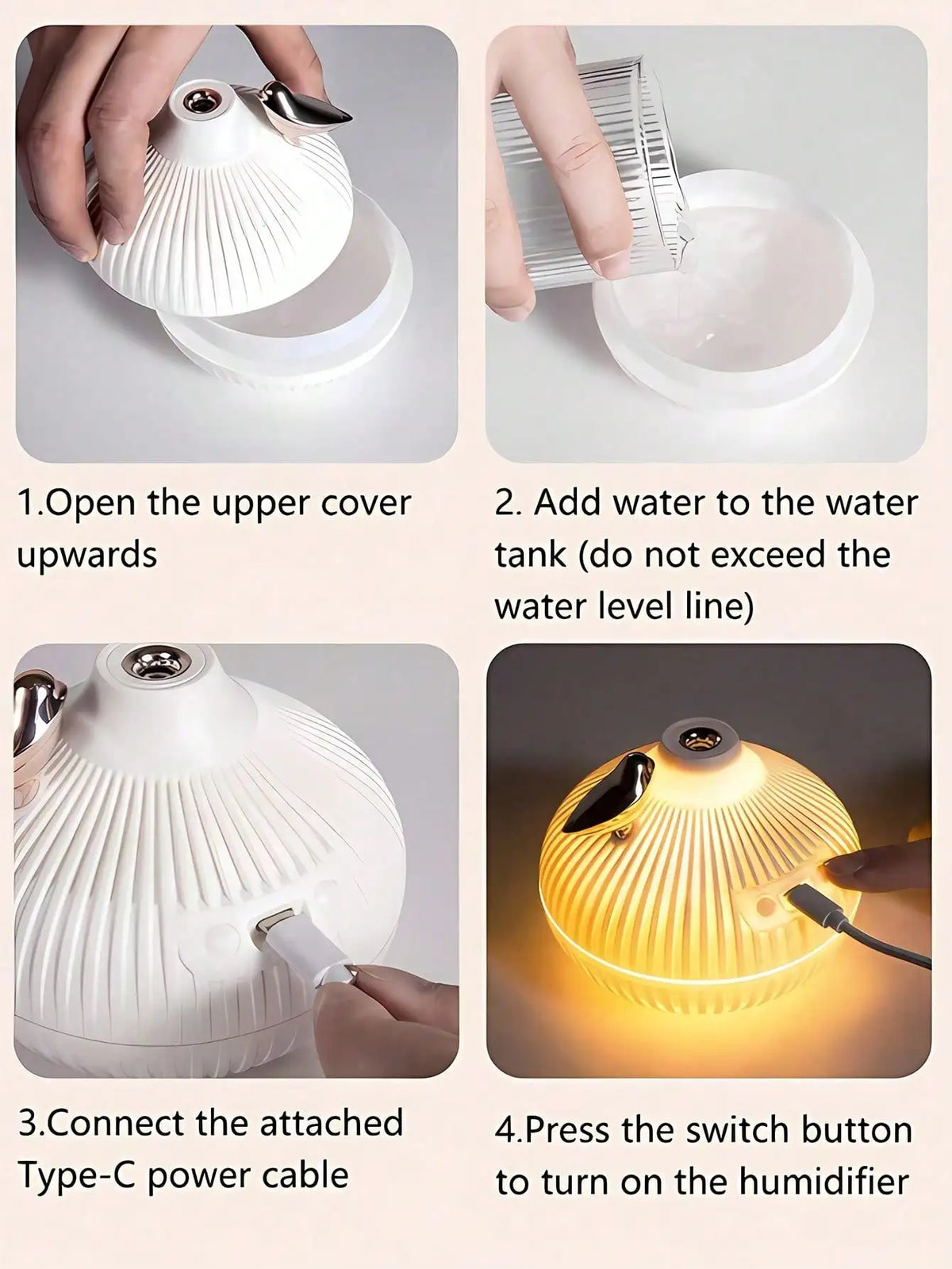 Portable Mini Humidifier With USB Ultrasonic Silent Auto Shutoff