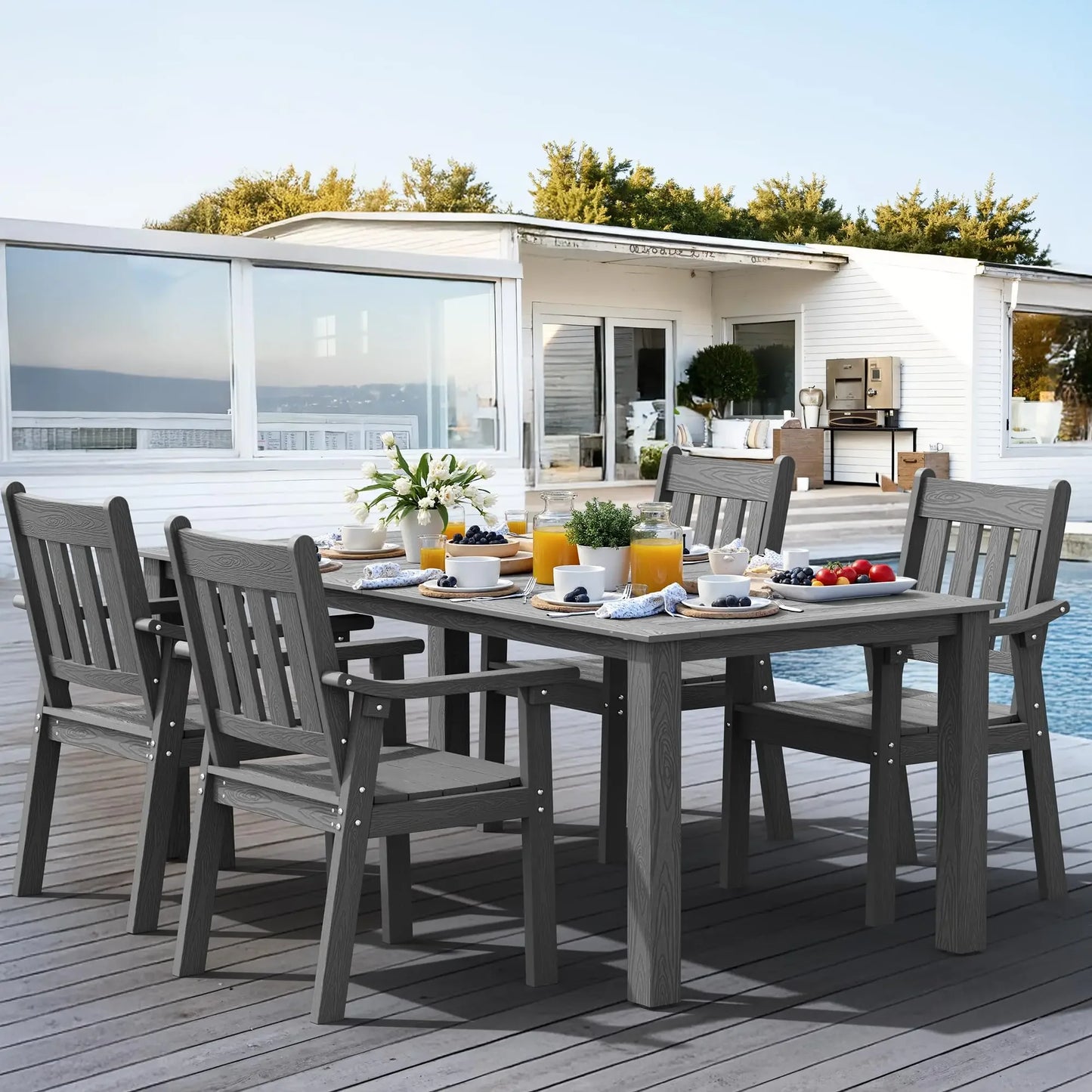 YEFU HIPS Patio Table Set 7 Piece Outdoor Dining Furniture