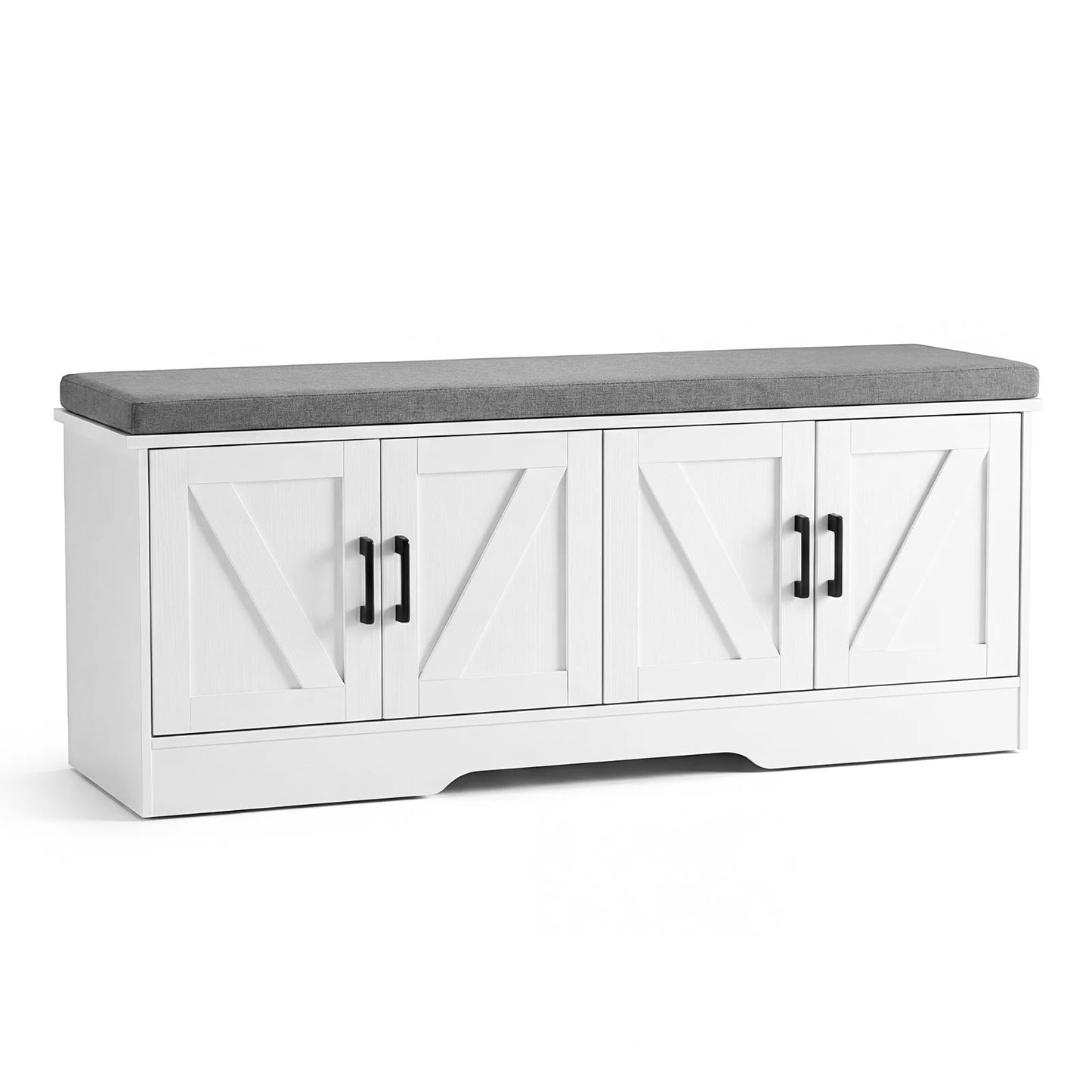 JHK Storage Bench Two Door Shoe Organizer Cabinet Entryway