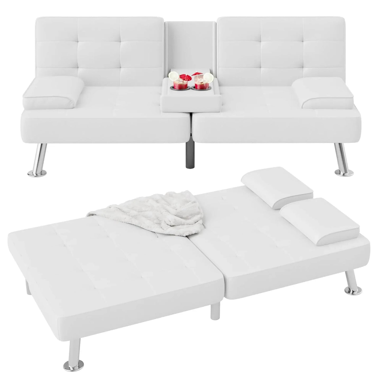 Flamaker Futon Sofa Bed Modern Folding Set With Convertible Recliner