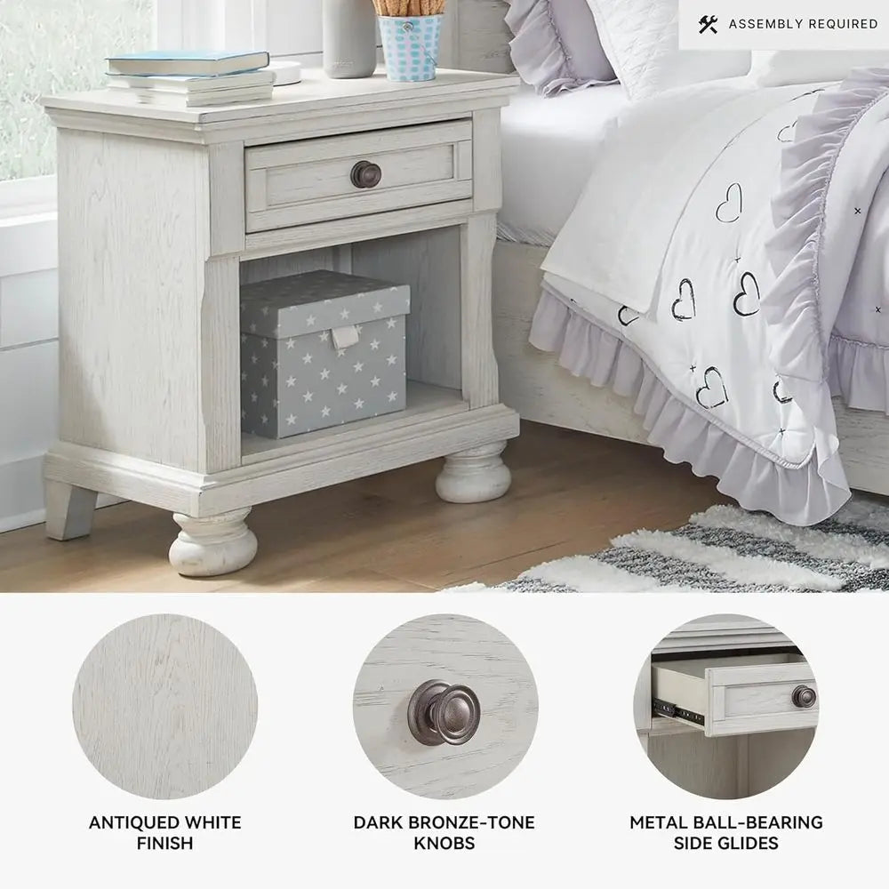 Compact Nightstand With Cubby Storage For Modern Bedroom