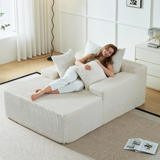 Oversized Corduroy Chaise Lounge Sofa Bed Deep Sleeper